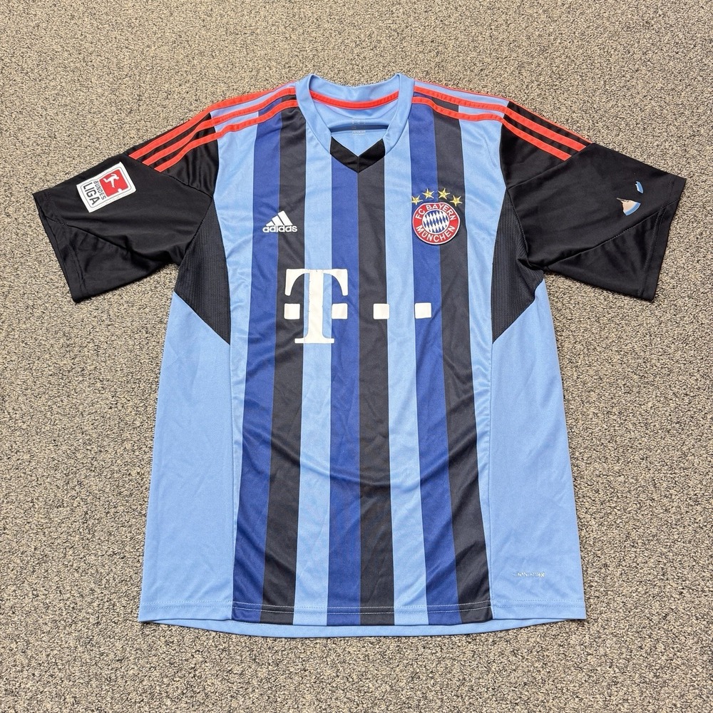 Adidas FC Bayern Munich 13/14 Away Kit Jersey M. Vidrine Blue T Mobile MED